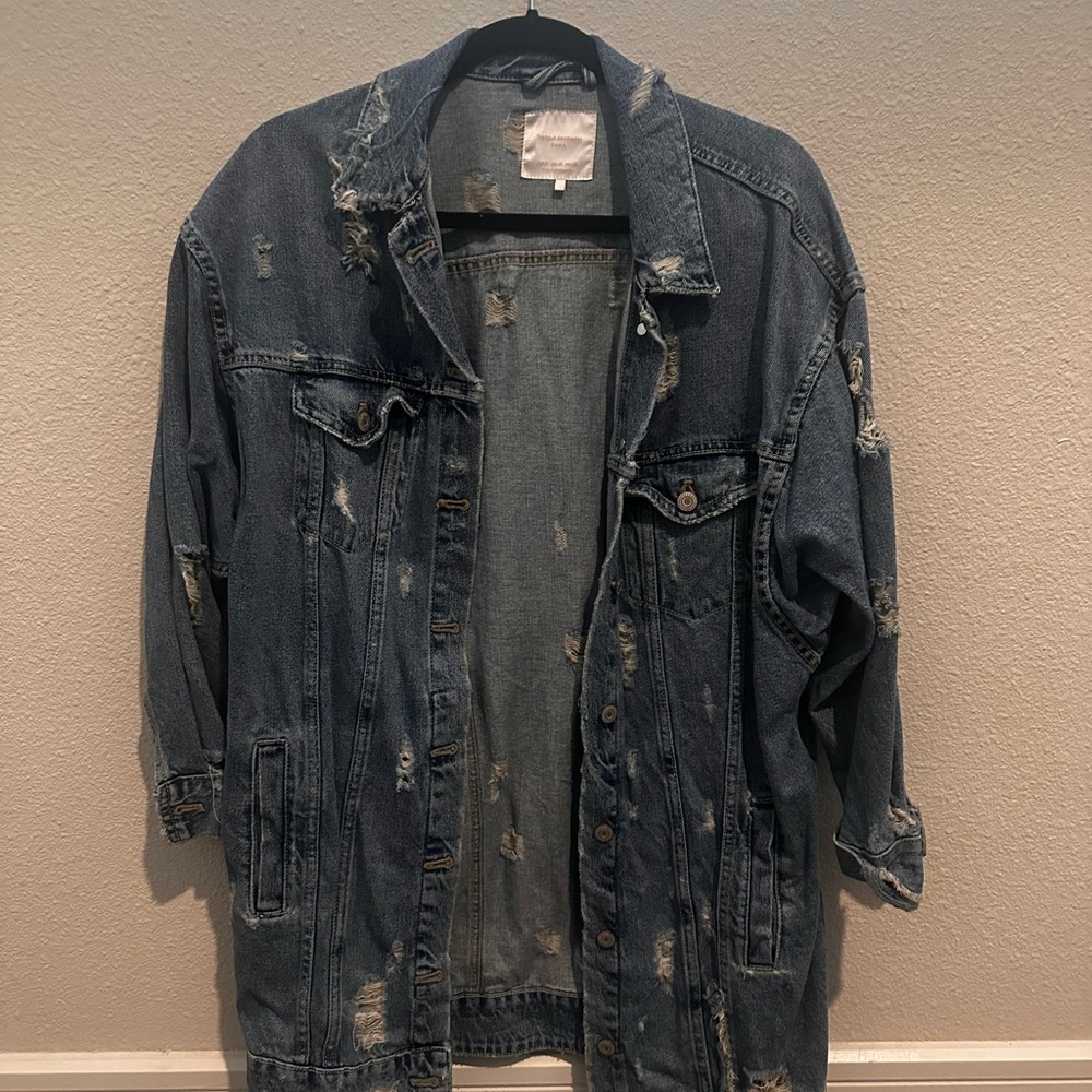 Zara Blue Distressed Jean Jacket